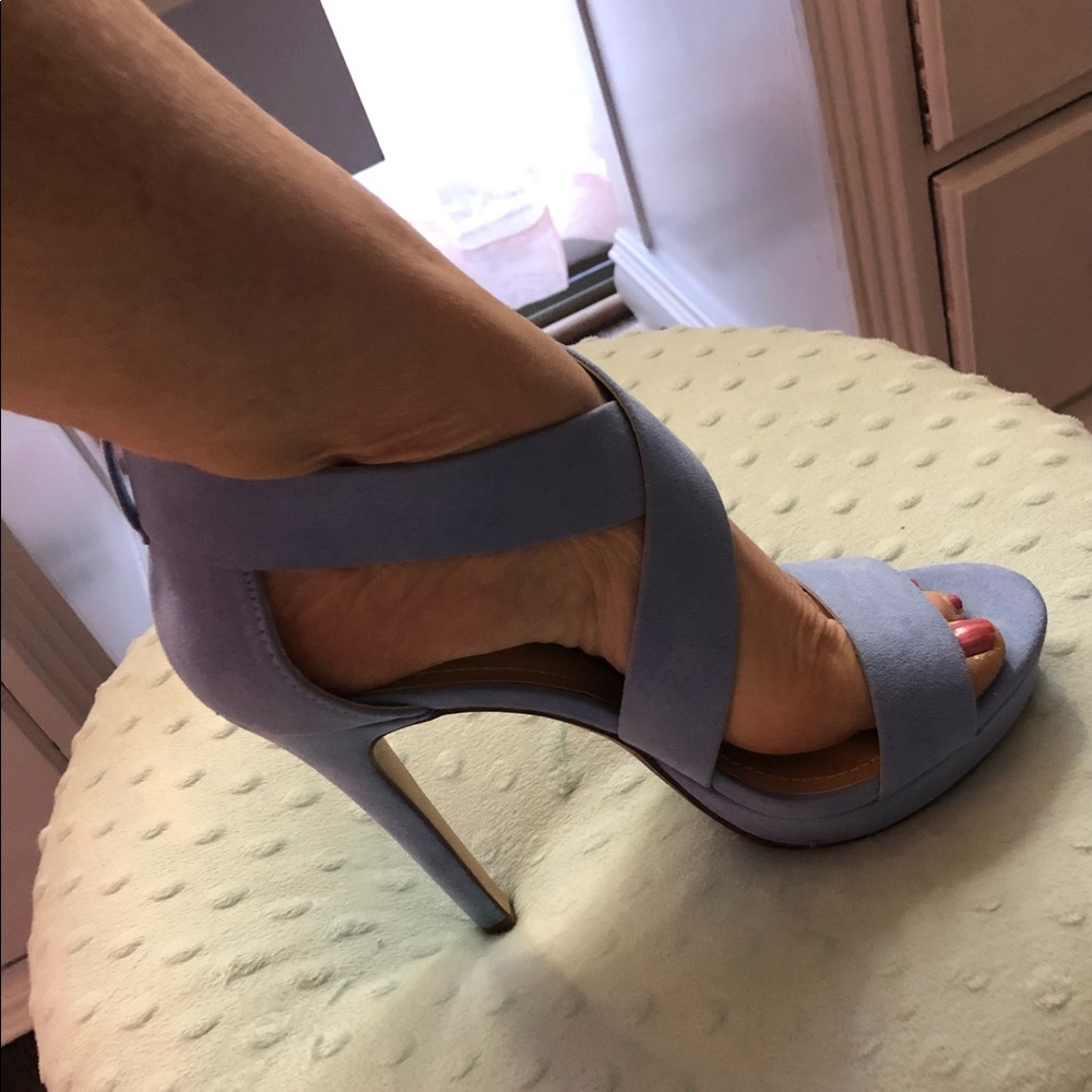 Periwinkle Sexy 5” High-heel Suede Sandals with 1”1/8 Platform